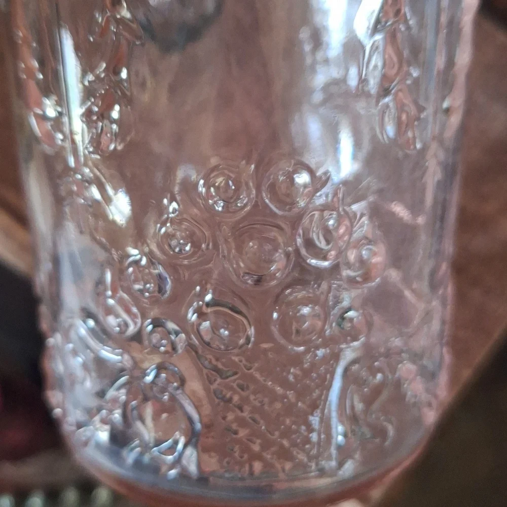 Midcentury Pink Glass Decorative Bottle/Made in Italy/Vintage Wine Carafe